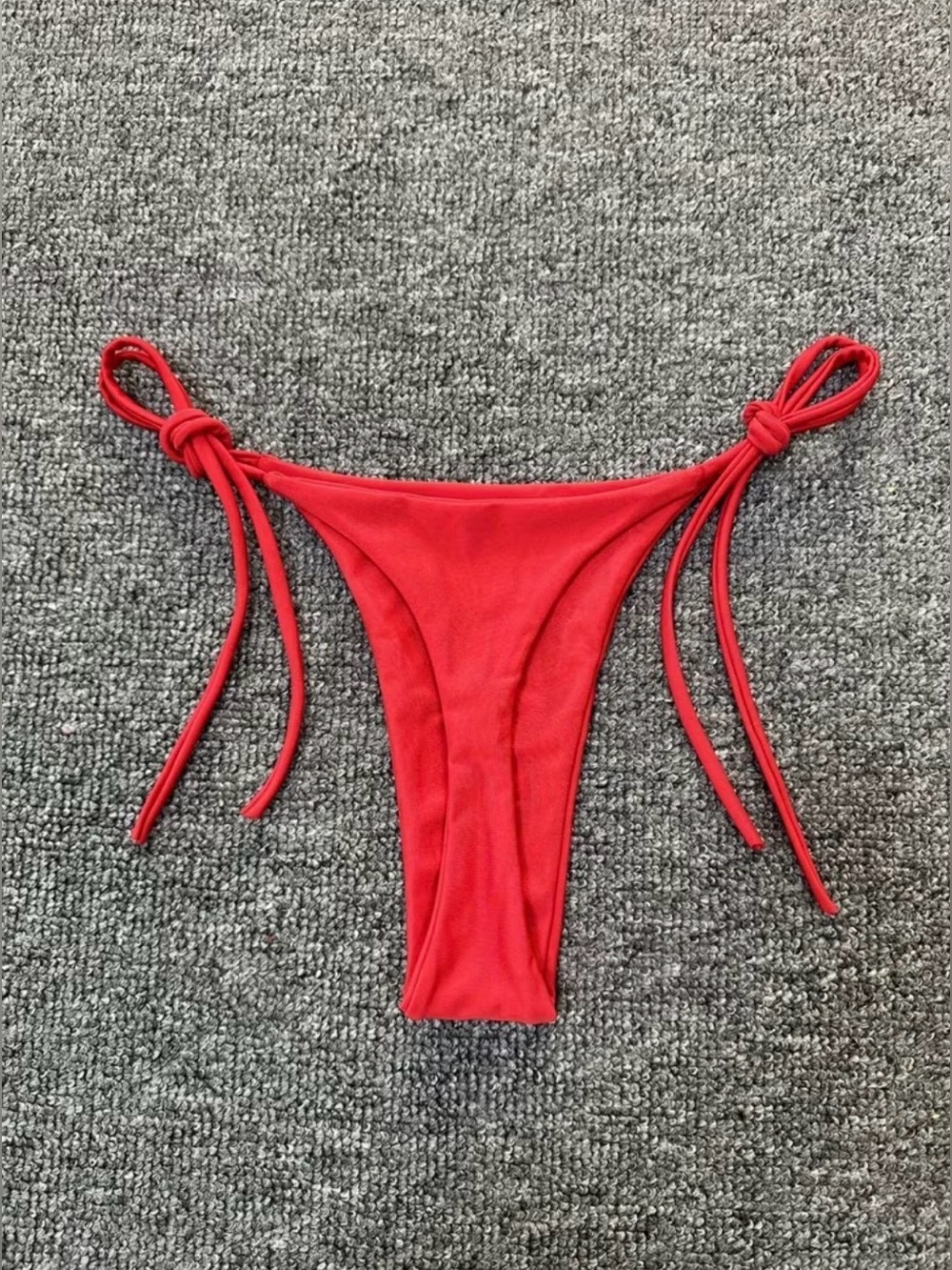 String Tie Red Triangle Bikini Top & Bottom Set - Picture 4 of 5